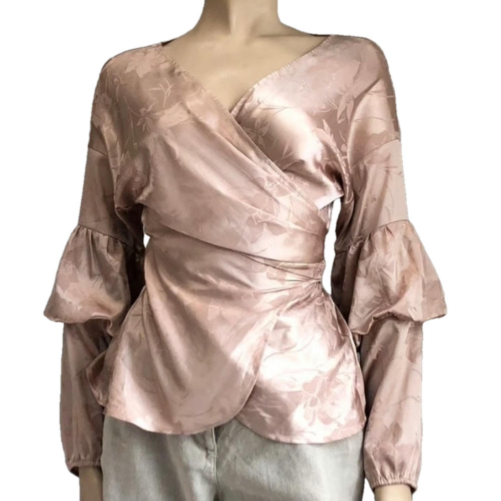 WAYF elegant coral Wrap Top - Size S